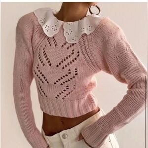 For Love & Lemons Stacy Cropped Sweater size L